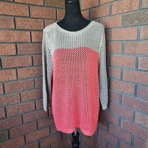 Apt 9 Crochet Sweater, Brown/Coral, Women's size XL